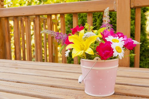Local Barnes florist preparing a fresh flower arrangement